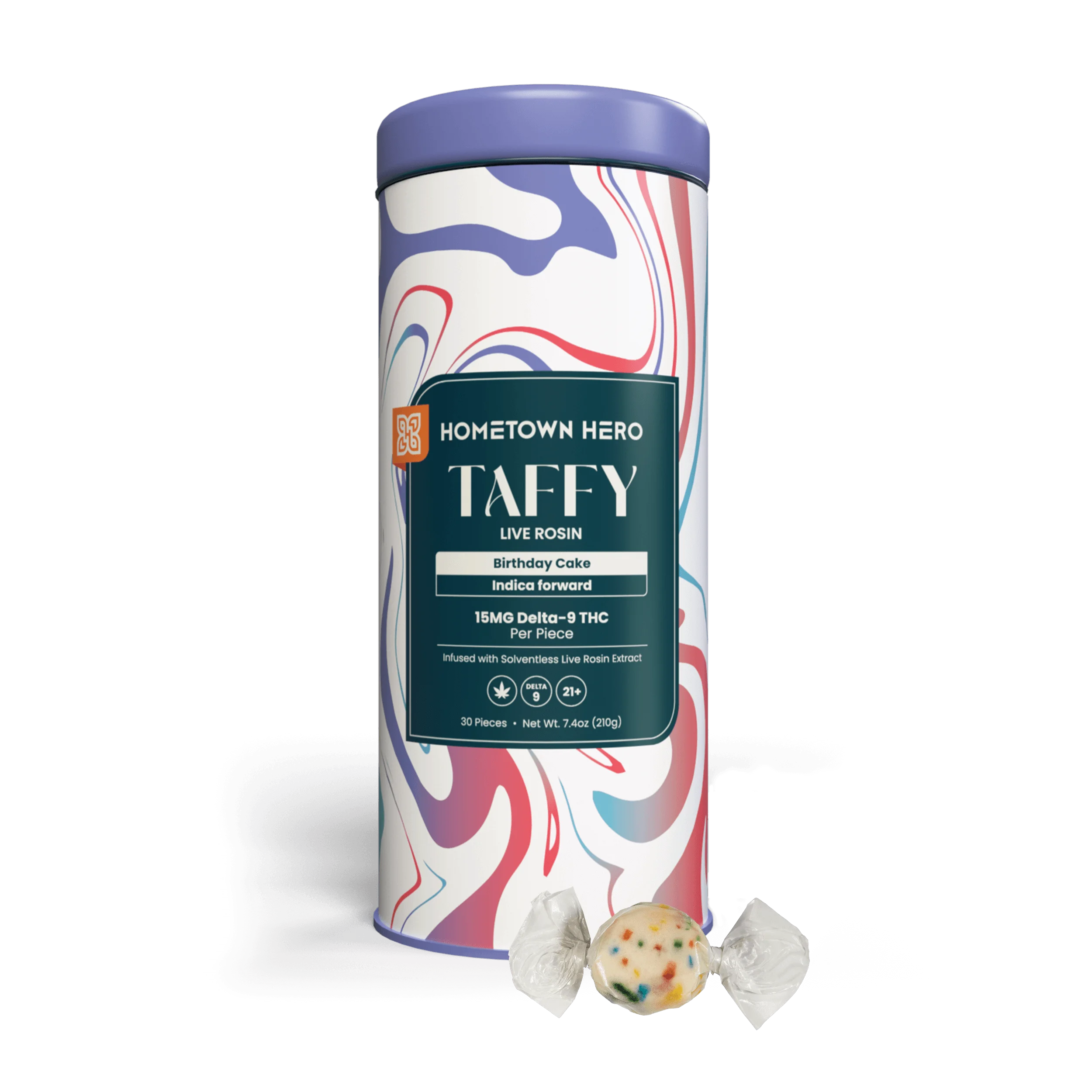 Shop Hometown Hero Birthday Cake Delta-9 Live Rosin Taffy – 15mg THC