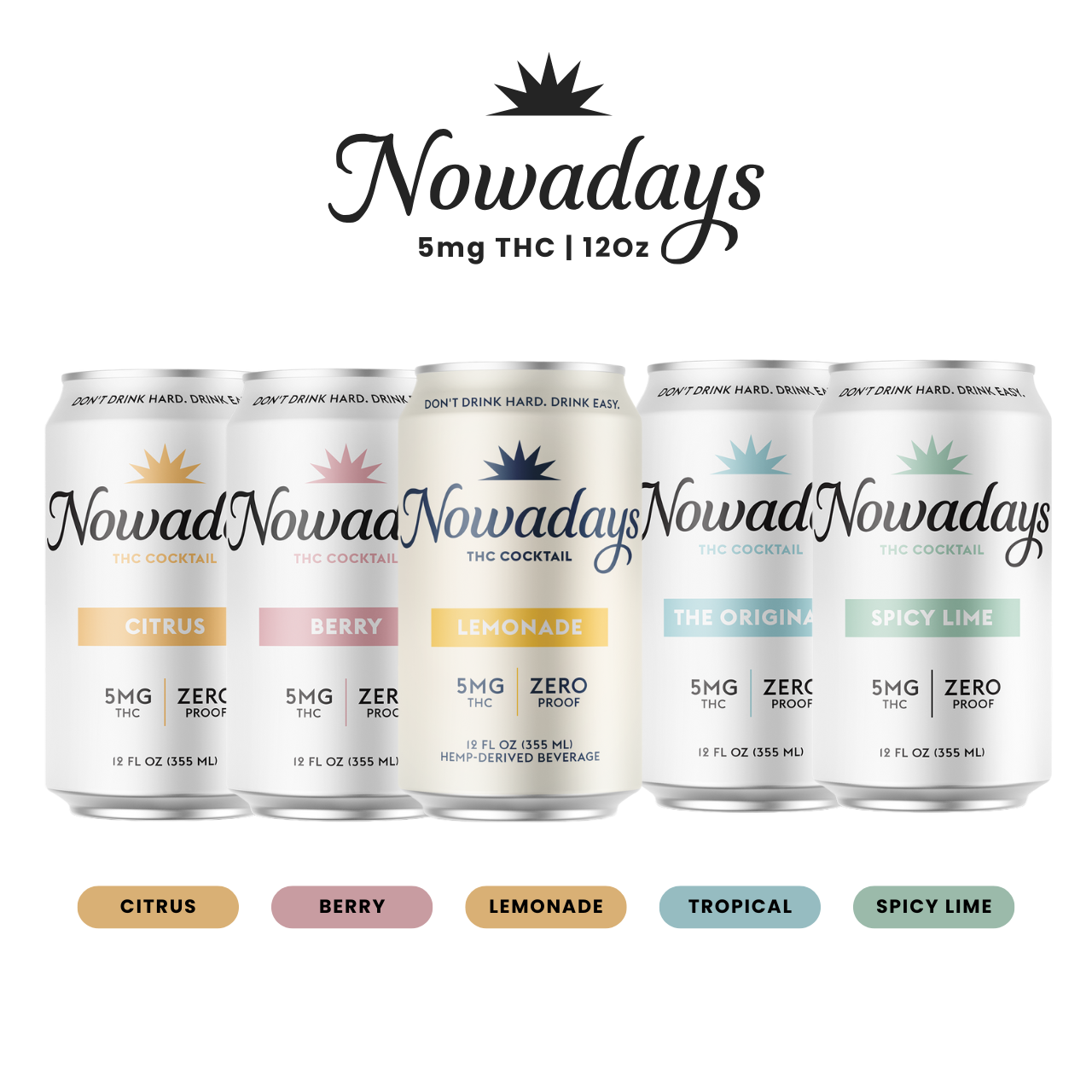 Buy Nowadays 5 mg THC Drink | 12 oz Canned Cocktail | Hemp Hop