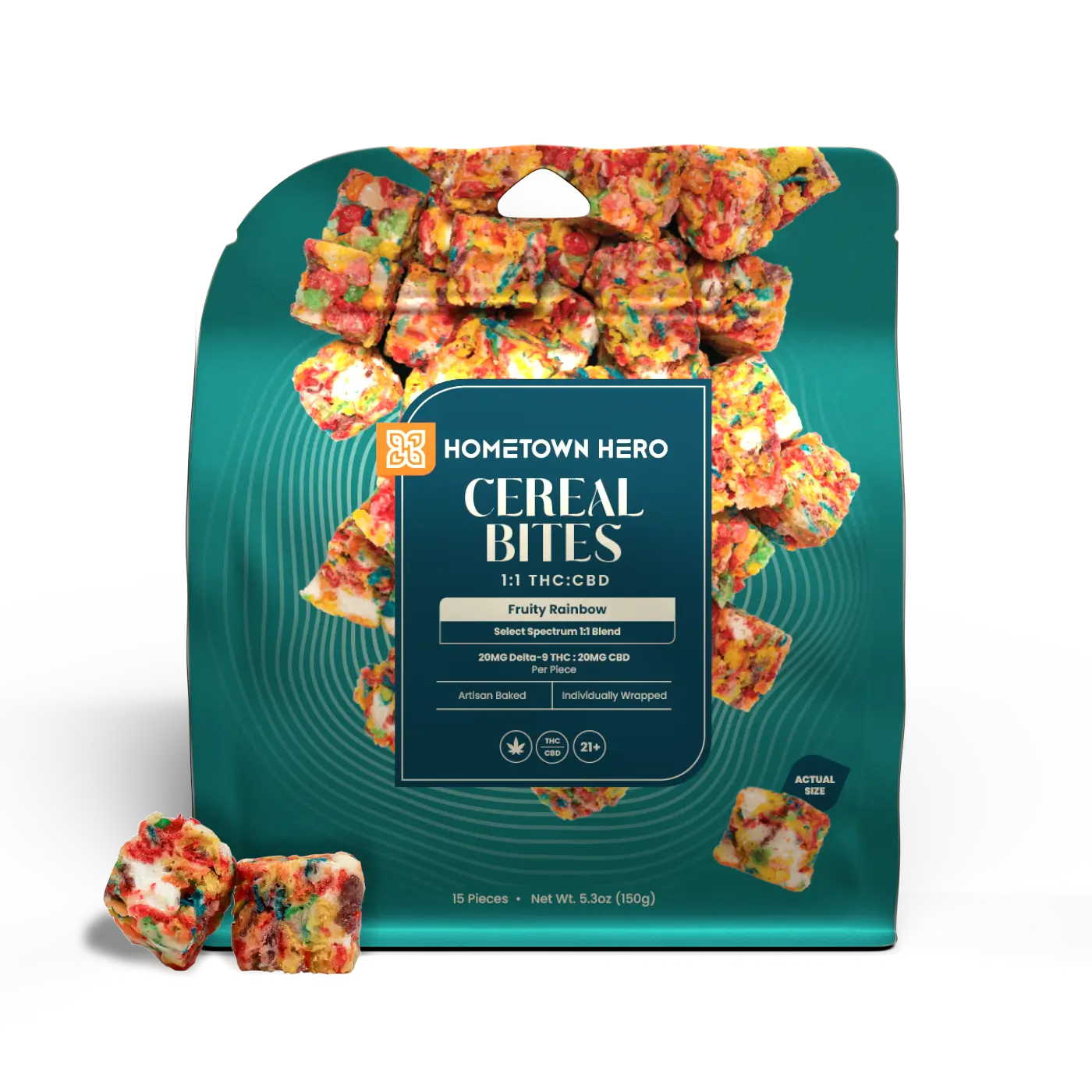 Shop Hometown Hero Fruity Rainbow Cereal Bites – 20mg THC + 20mg CBD