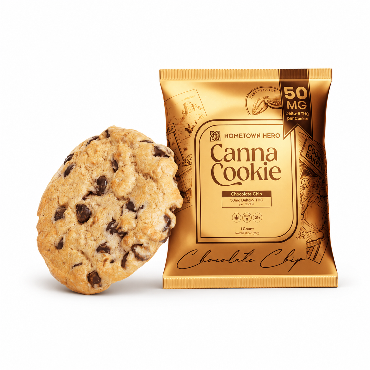 その他 cookie Shop Hometown Hero Chocolate Chip Cookie 50mg Delta9 THC | Hemp Hop NC