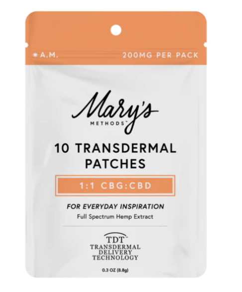 Mary’s Methods: A.M. Transdermal Patch 10mg CBD + 10mg CBG