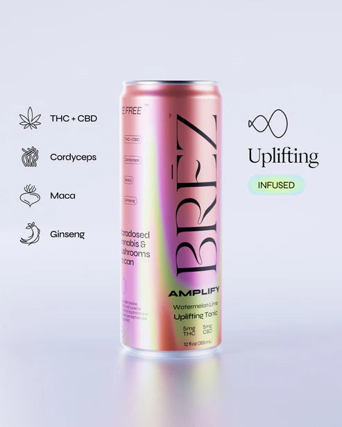 BREZ Amplify Uplifting Tonic 5mg THC + 5mg CBD Watermelon Lime