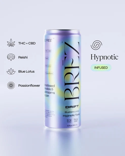 BREZ Drift Hypnotic Tonic - 5mg THC + 75mg CBD Blueberry Lotus