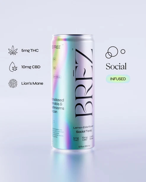 Shop BREZ OG Social Tonic – 5mg THC 10mg CBD + Lion's Mane (12Oz)
