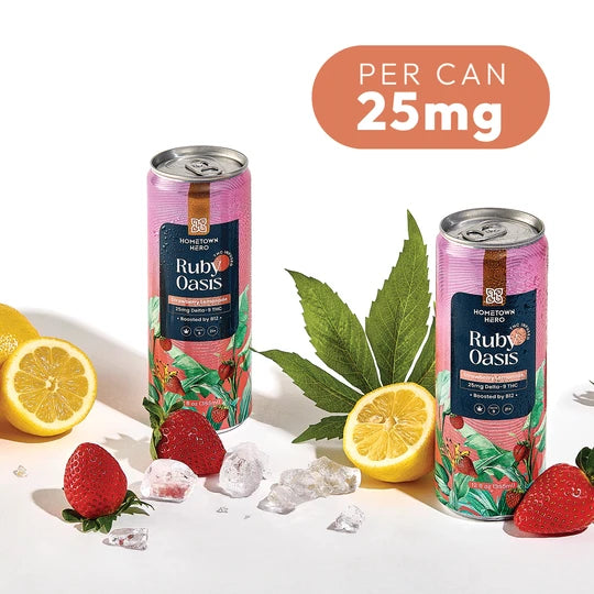 Hometown Hero Ruby Oasis (Strawberry) 25mg THC Lemonade - 12Oz