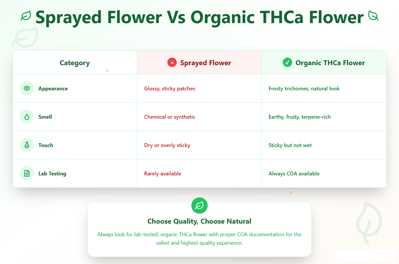 Sprayed Flower Is THCa Flower Sprayed? How to Spot Real vs Sprayed Buds | Hemp Hop