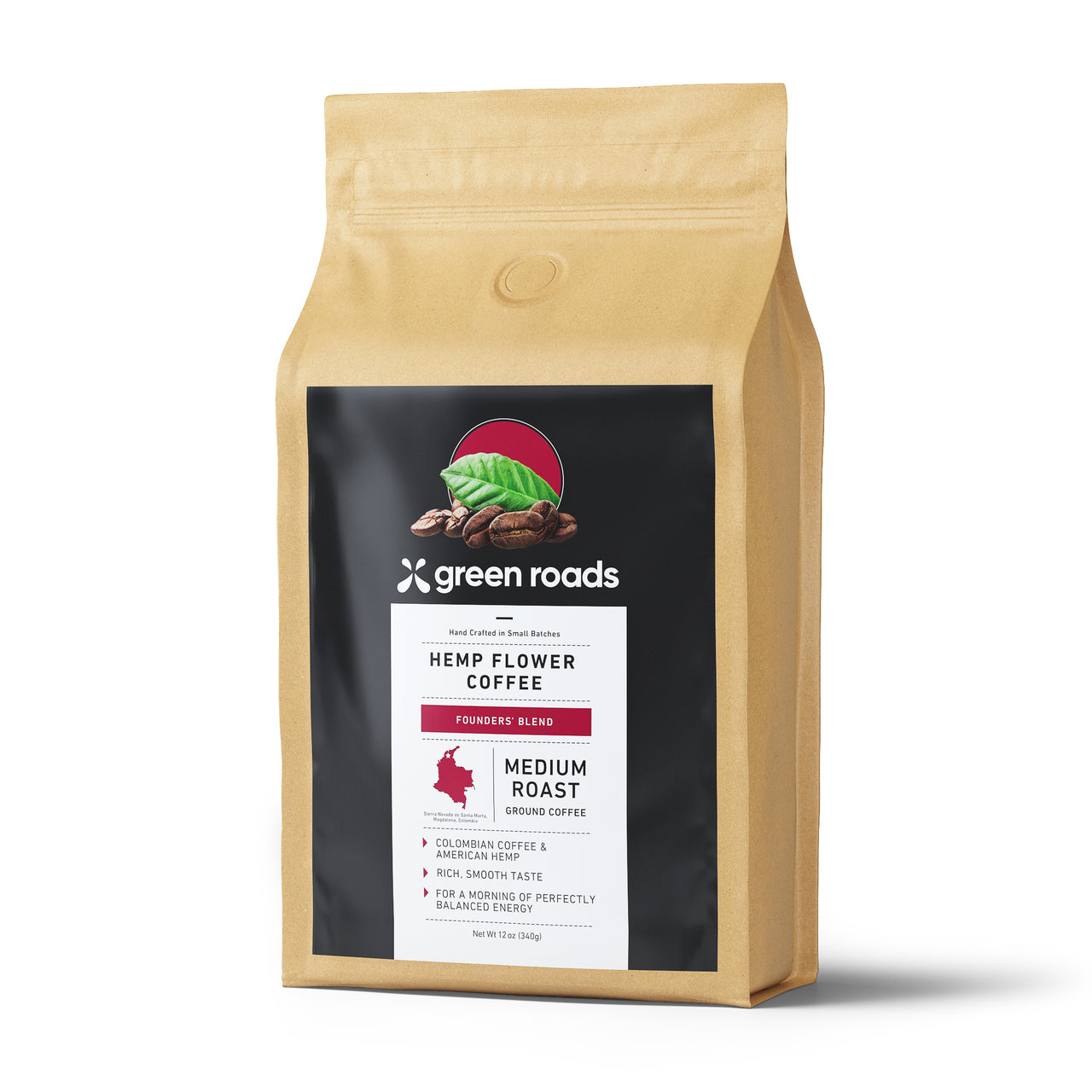 Hemp CBD Coffee - Medium Roast Founders Blend Hemp Flower Coffee 12 oz bag
