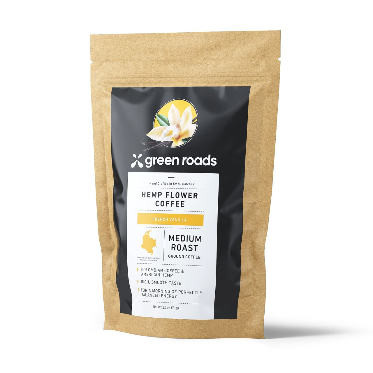 Hemp CBD Coffee - Medium Roast French Vanilla Hemp Flower Coffee 2.5 oz bag
