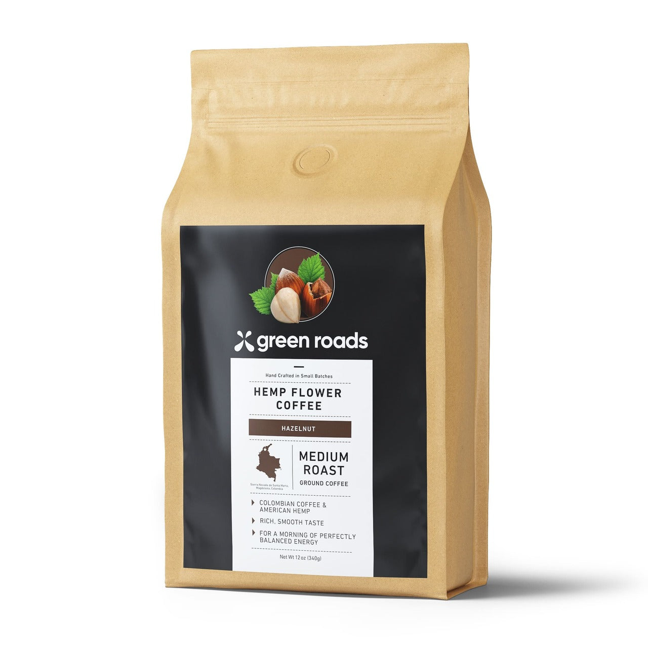 Hemp CBD Coffee - Medium Roast Hazelnut Hemp Flower Coffee 12 oz bag